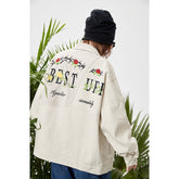 Unisex Jacket Stitching Embroidered Jacket Men's and Women's Lapel Couple Overalls
